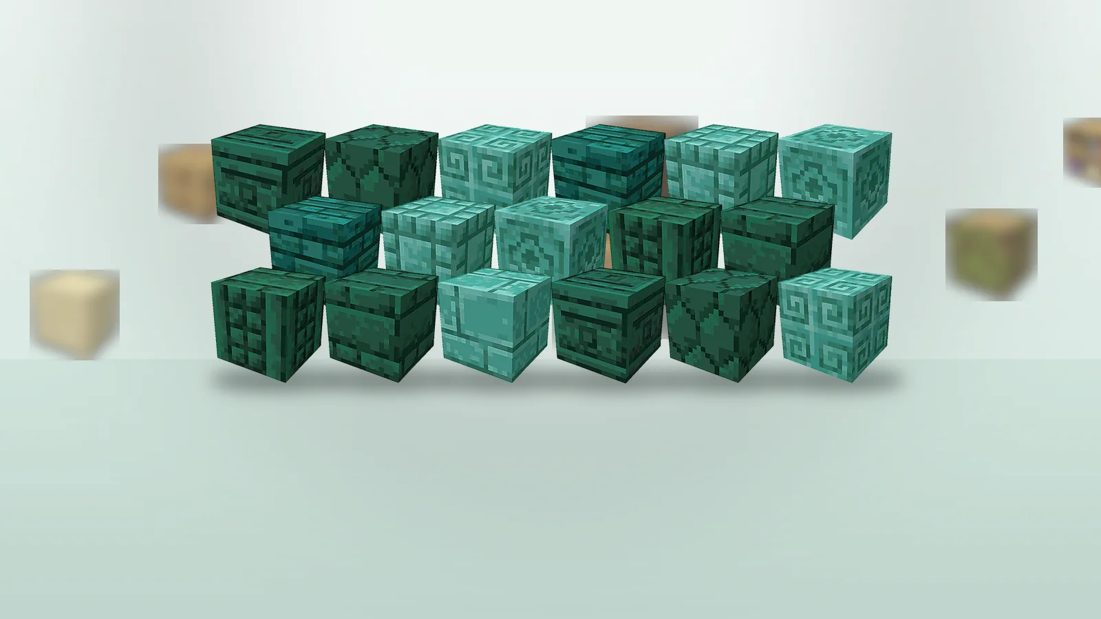 Wall of green Chipped Mod variants used to test connected textures