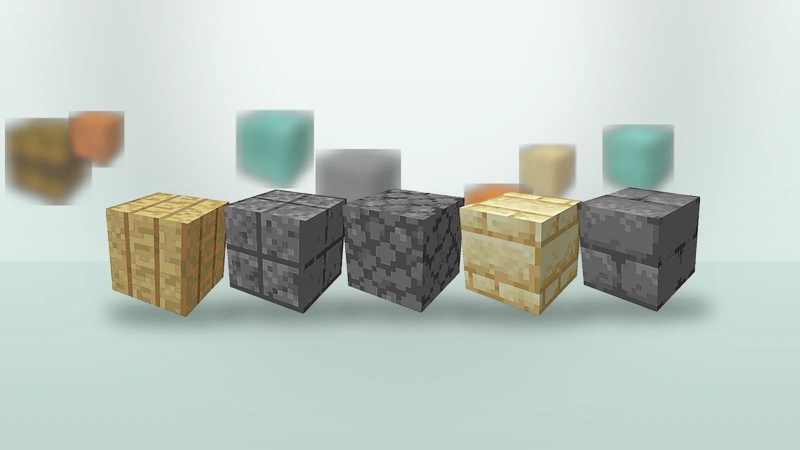 Row of stone Chipped Mod variants rendered with a performance mod pack