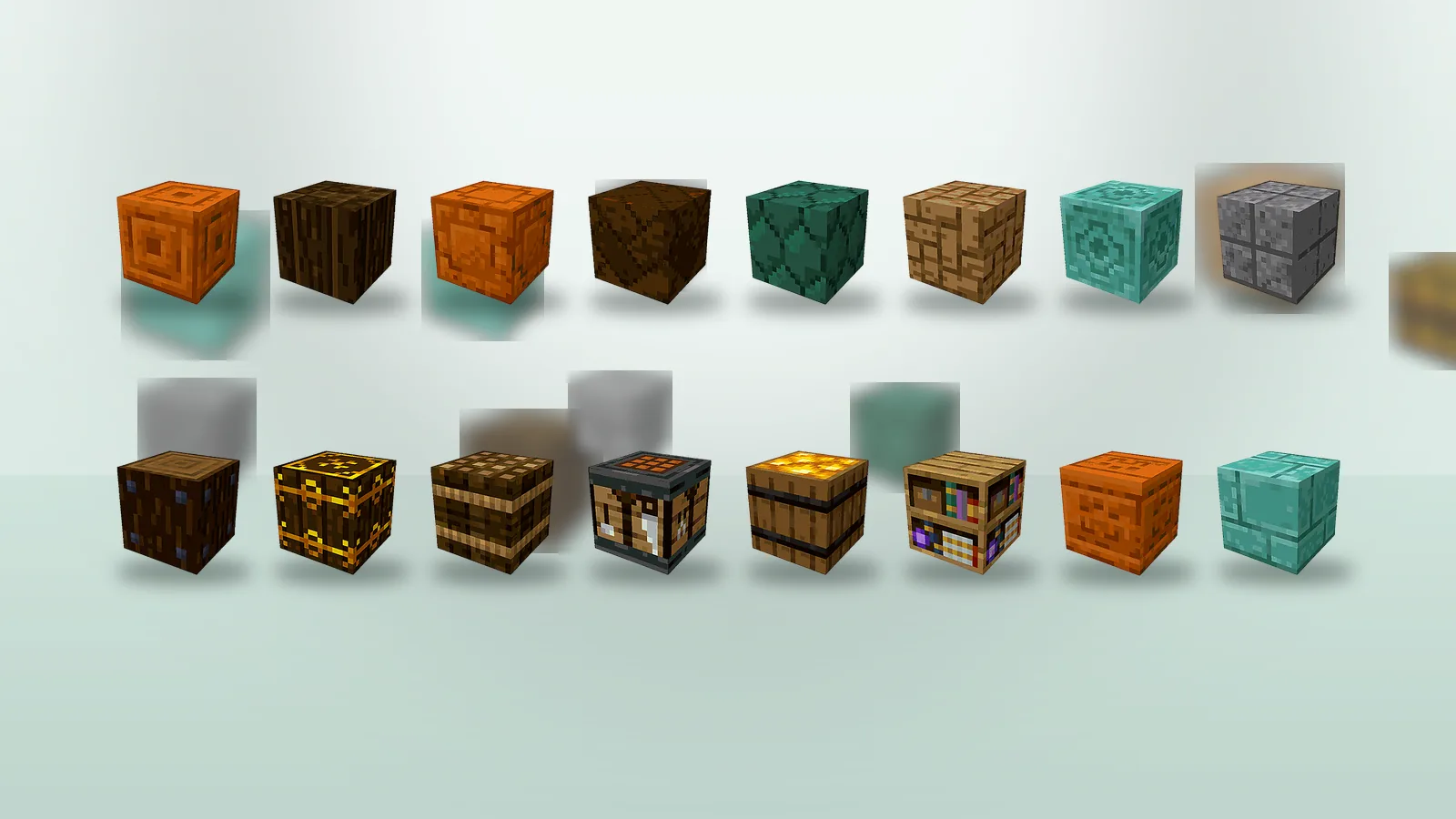 Two rows of Chipped Mod block variants sorted by material